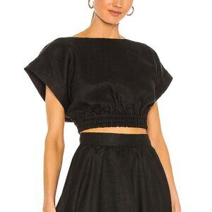 LIKE NEW Rebecca Vallance Black Linen Layla Top Size 4